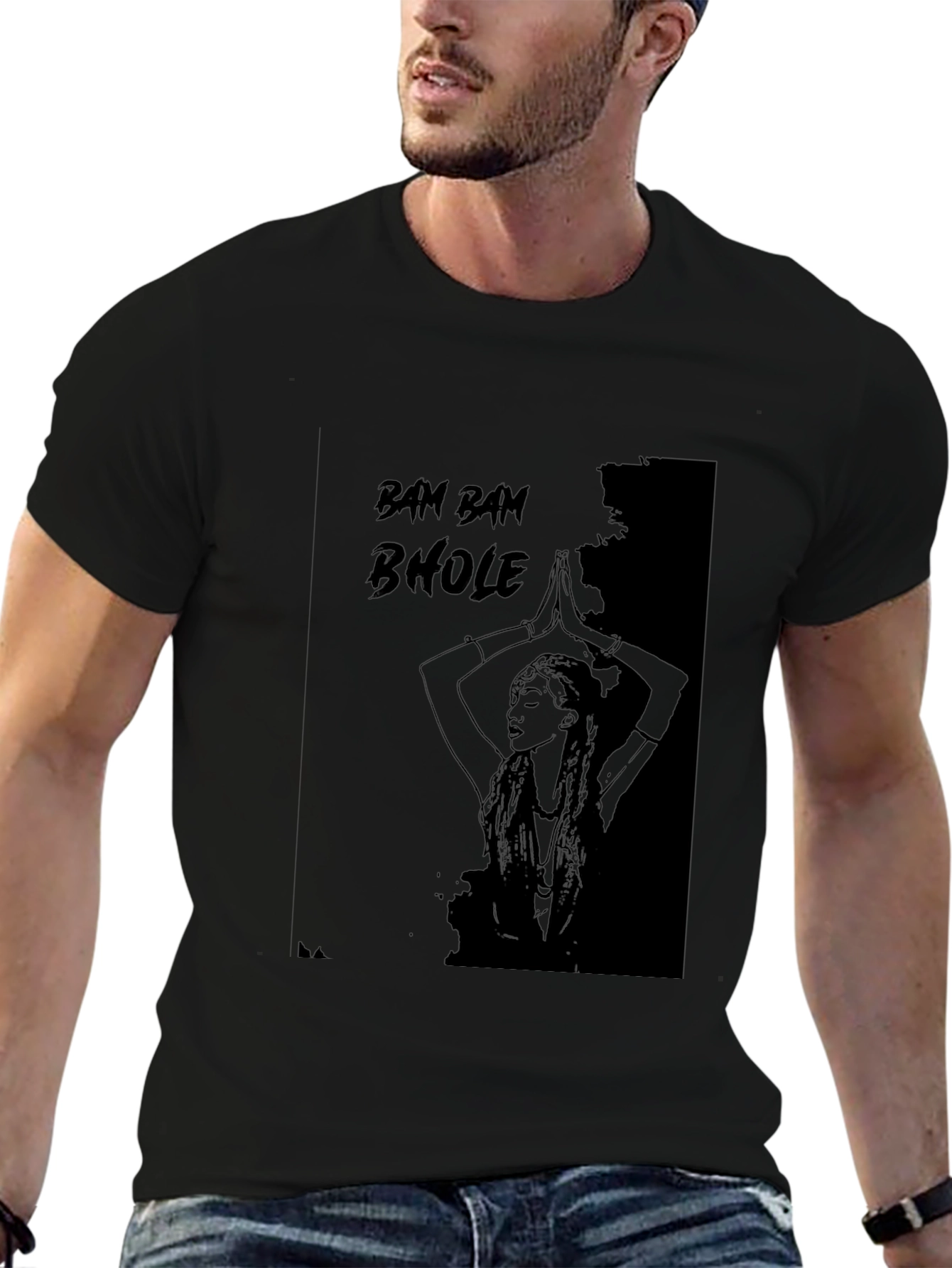 Bam Bam Bhole Graphic Black T-Shirt