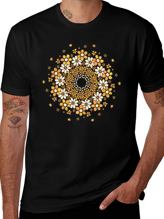 Floral Mandala Graphic Tee - Black