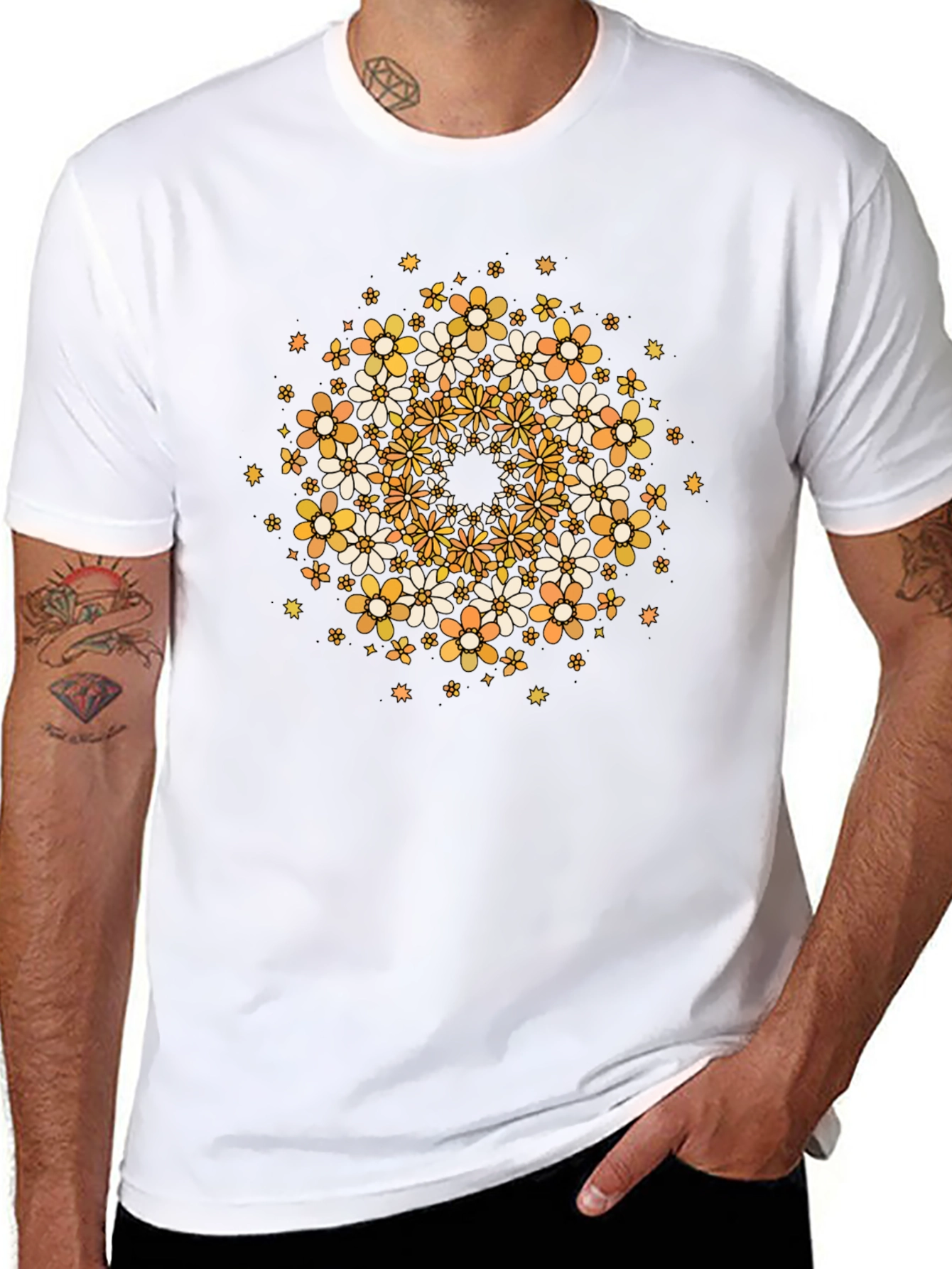 Floral Mandala Graphic Tee - Black