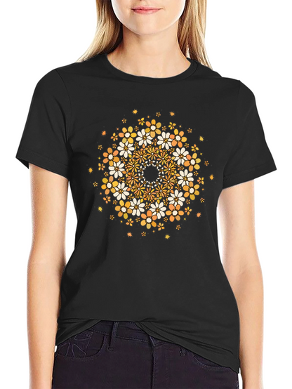 Floral Mandala Graphic Tee - Black