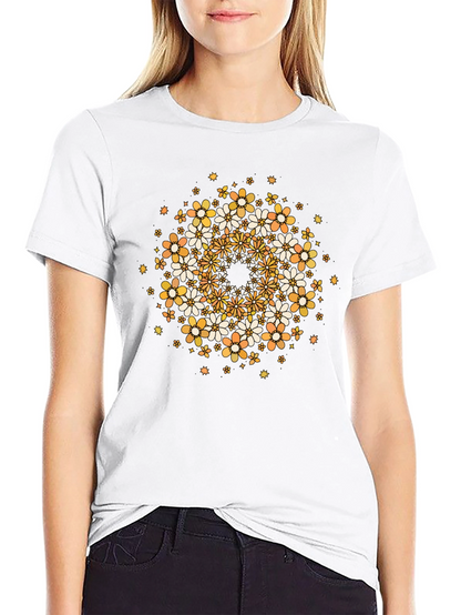 Floral Mandala Graphic Tee - Black