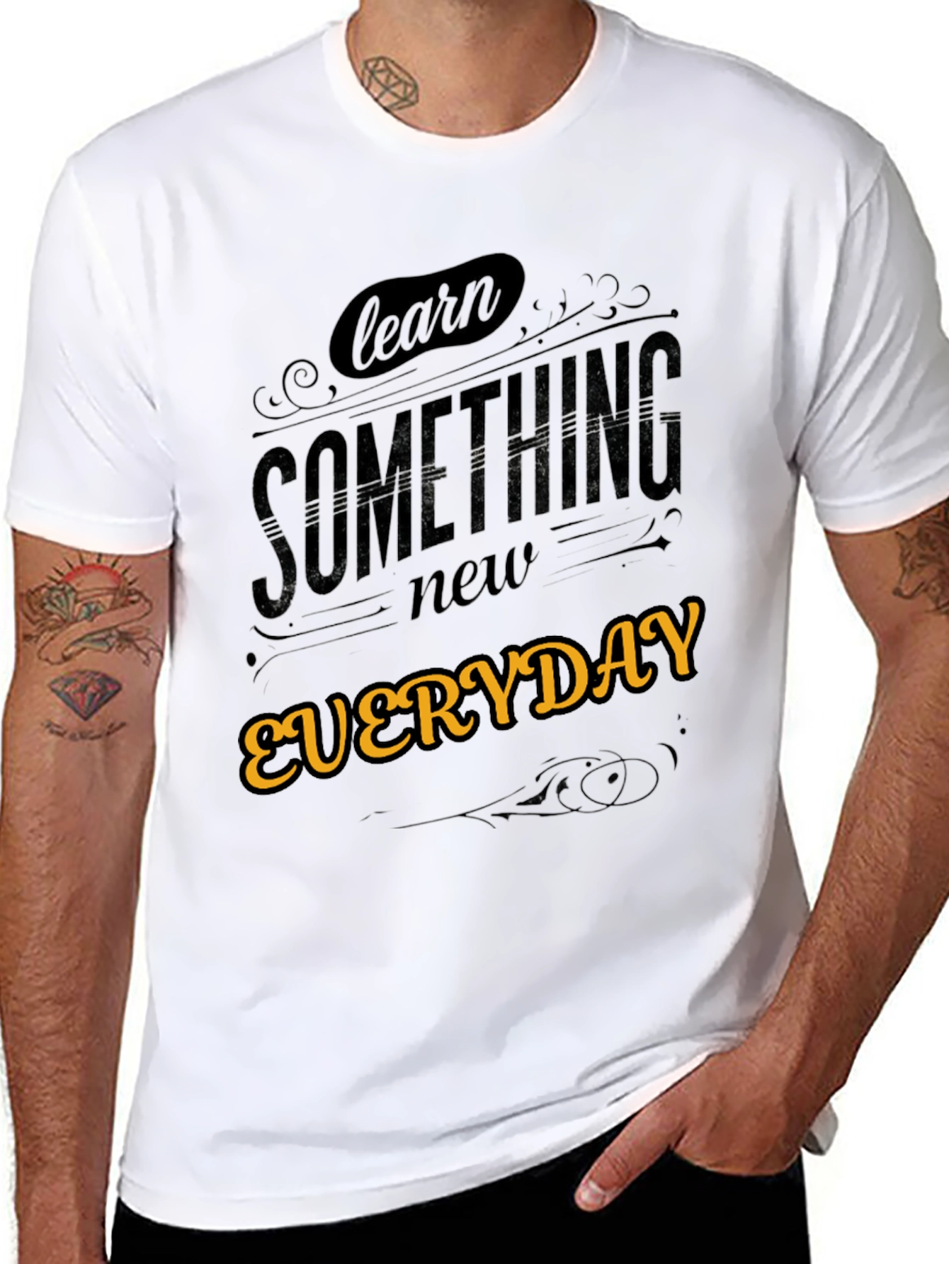 Learn Something New Everyday Black Graphic Tee