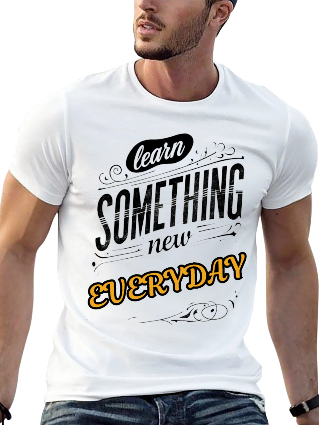 Learn Something New Everyday Black Graphic Tee