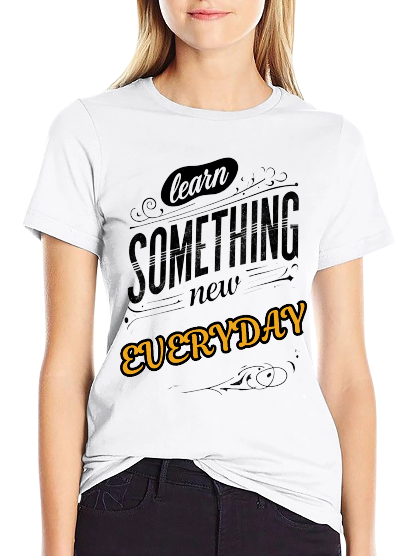 Learn Something New Everyday Black Graphic Tee