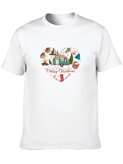 Merry Christmas Camping Heart Graphic T-Shirt