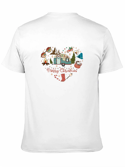 Merry Christmas Camping Heart Graphic T-Shirt