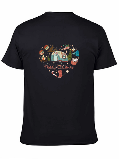 Merry Christmas Camping Heart Graphic T-Shirt