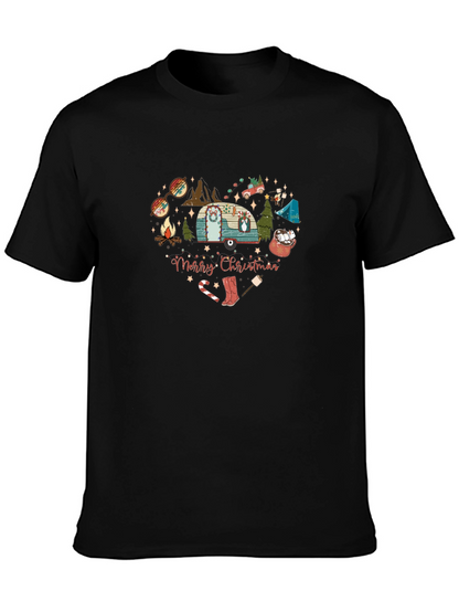 Merry Christmas Camping Heart Graphic T-Shirt