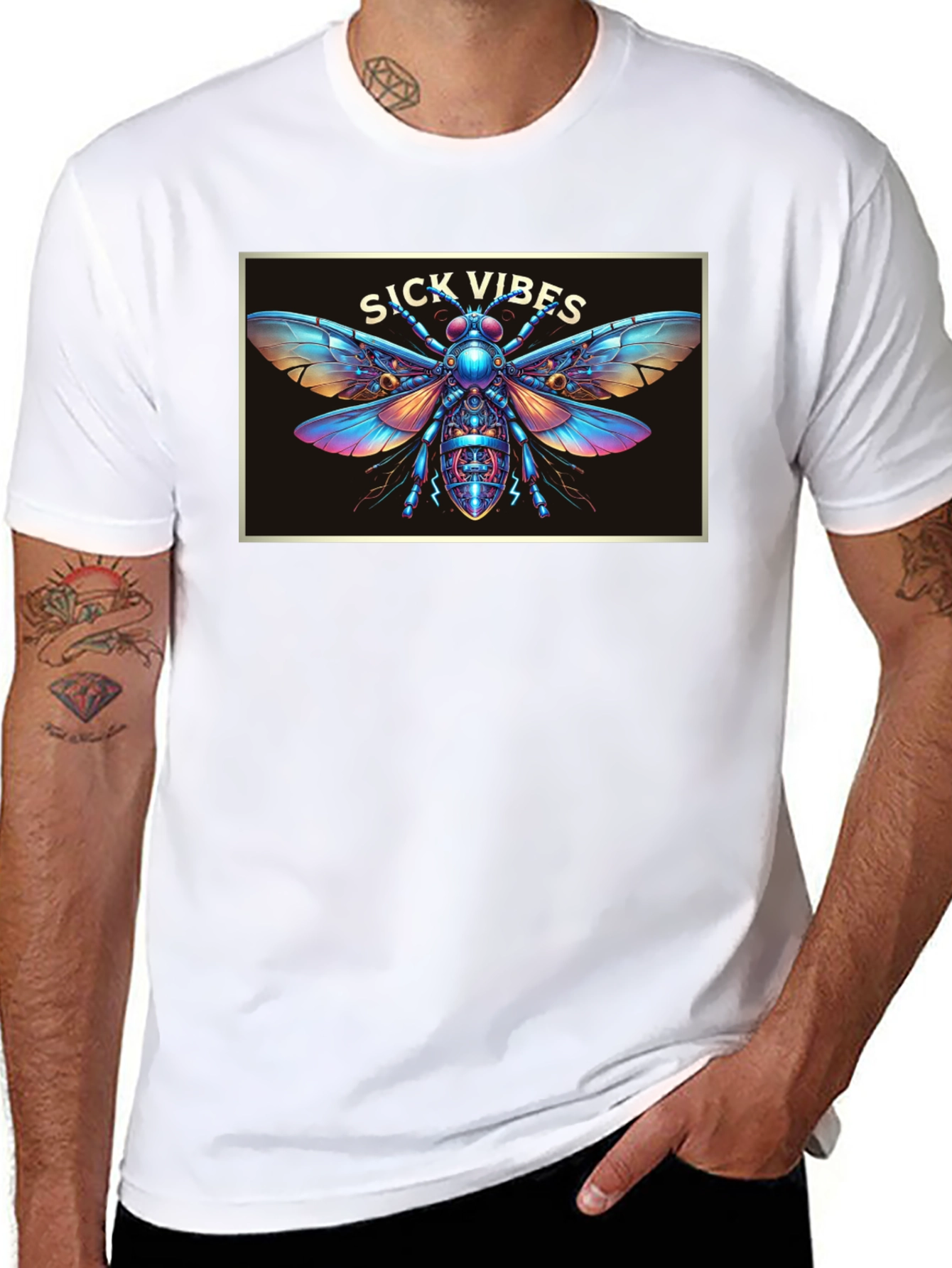 Sick Vibes Graphic T-Shirt - Unique Insect Design