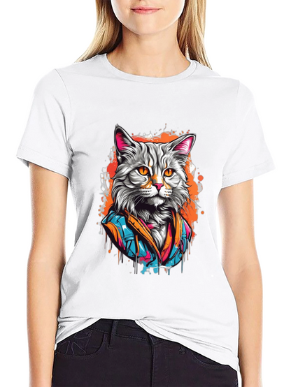 Cool Cat T-Shirt - Artistic Design