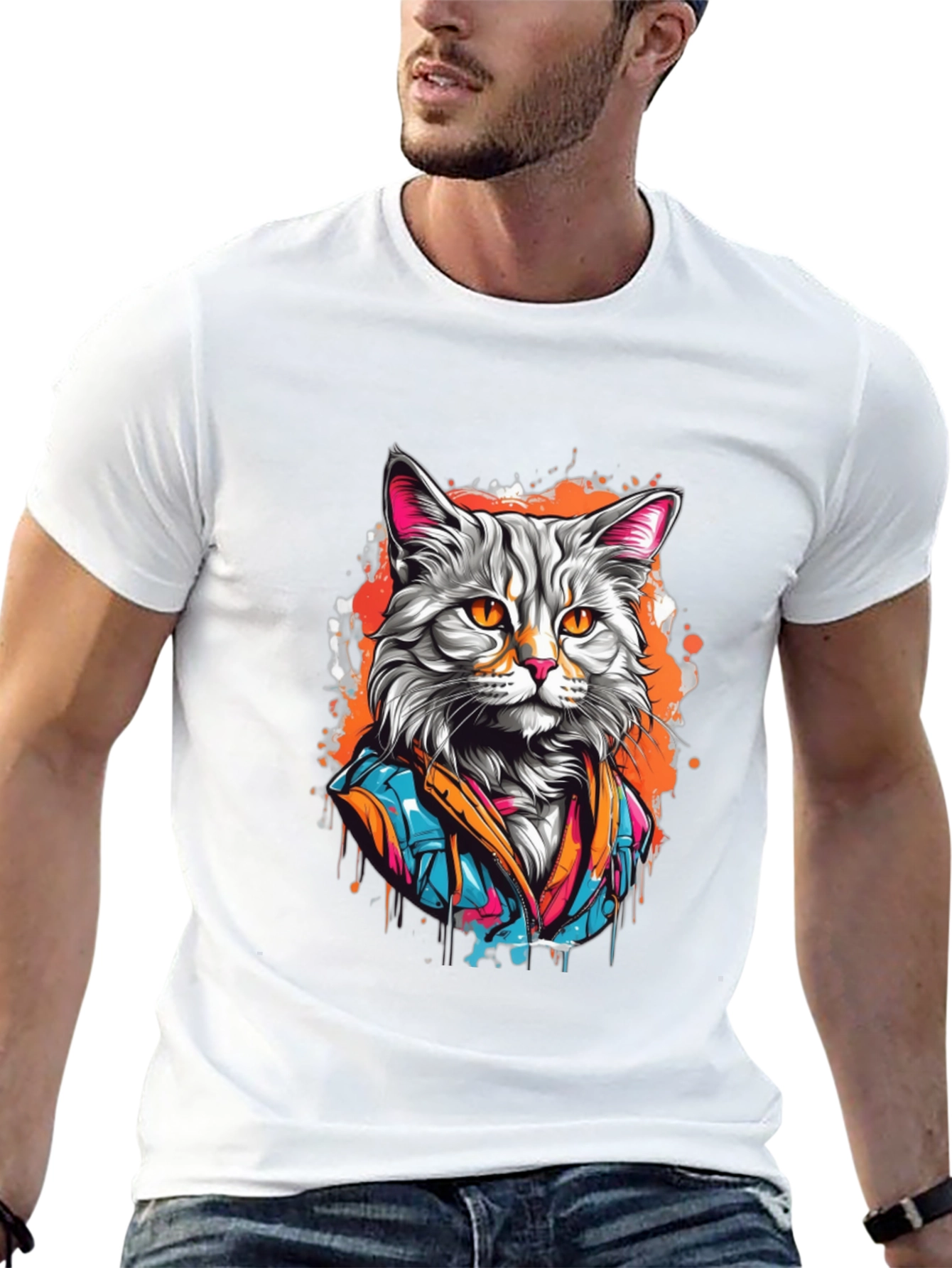 Cool Cat T-Shirt - Artistic Design