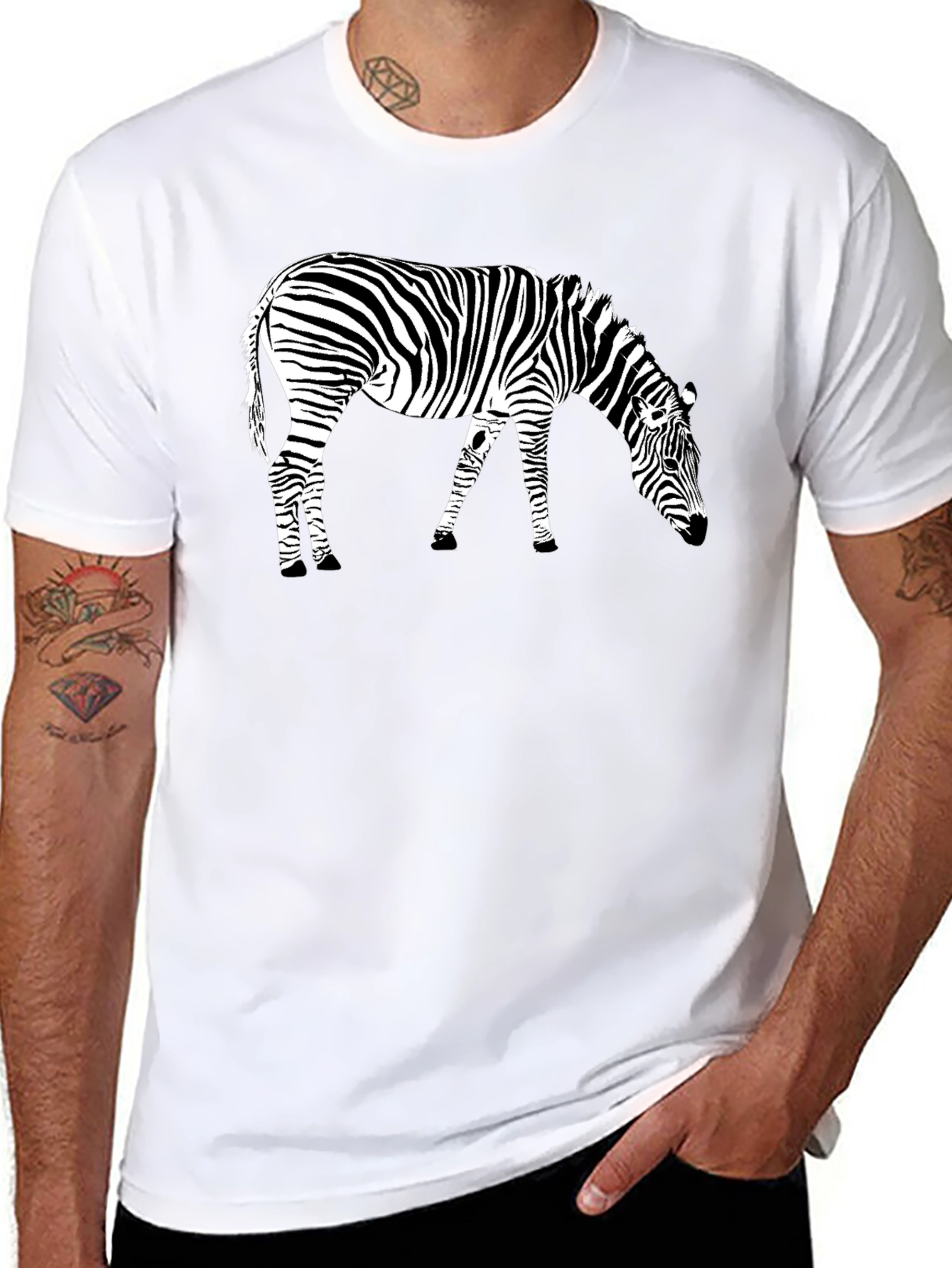 Zebra Graphic Tee - Black Crewneck T-Shirt