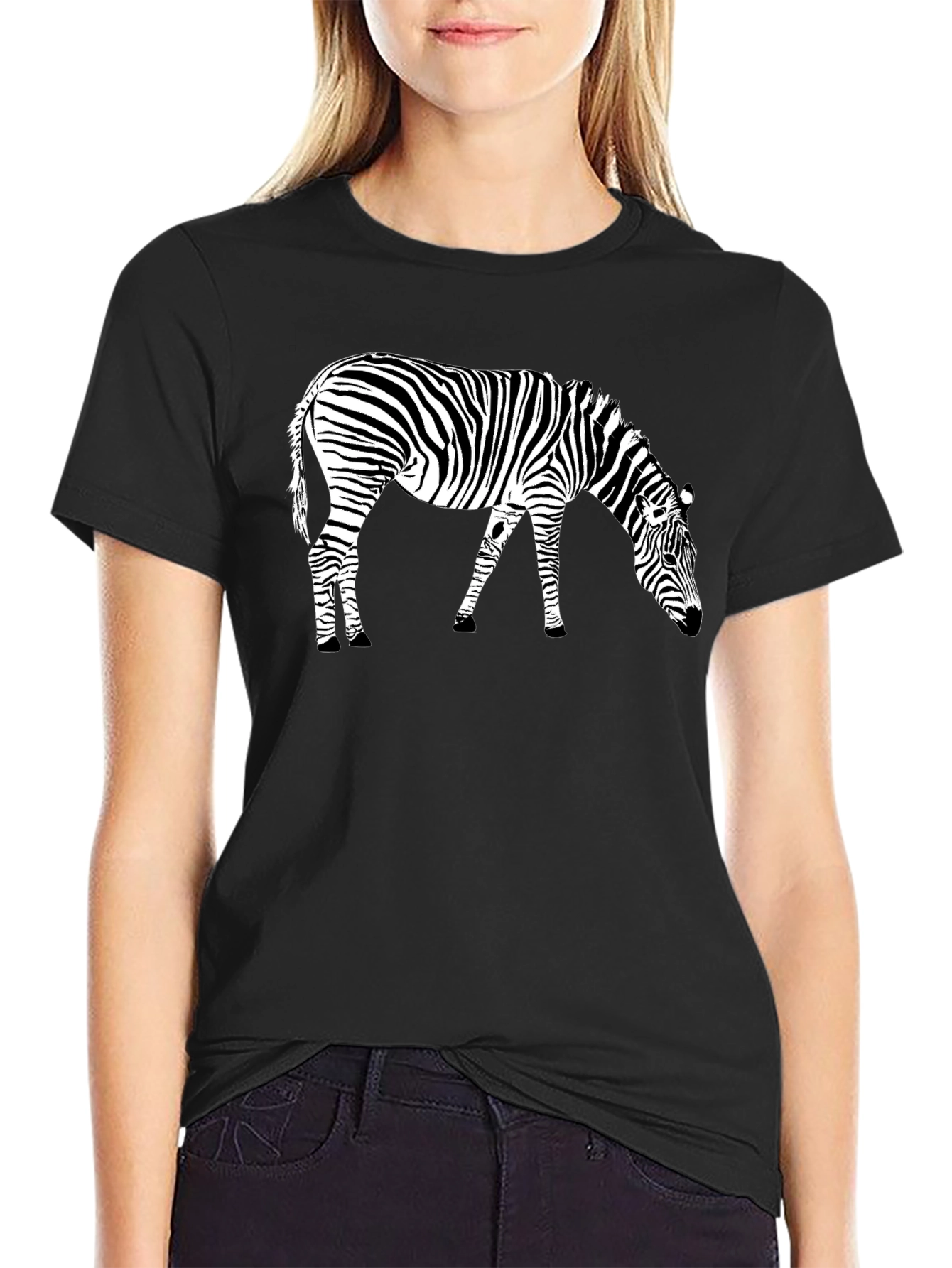 Zebra Graphic Tee - Black Crewneck T-Shirt