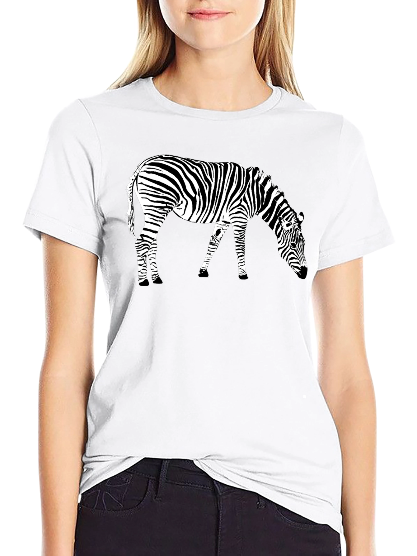 Zebra Graphic Tee - Black Crewneck T-Shirt
