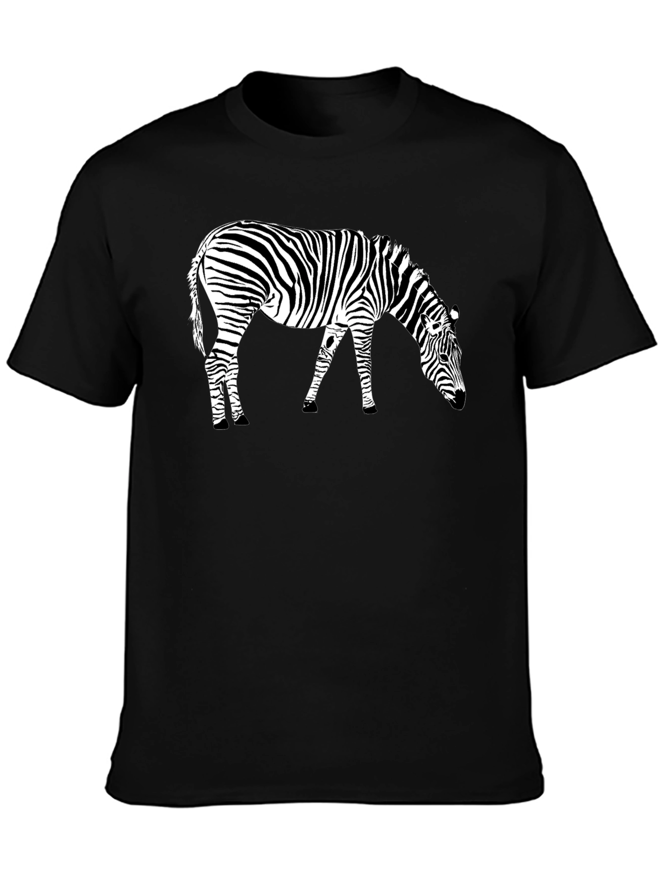 Zebra Graphic Tee - Black Crewneck T-Shirt