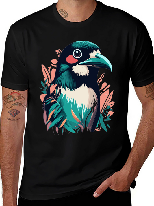 Bird Graphic Tee - Stylish Mens Black T-Shirt
