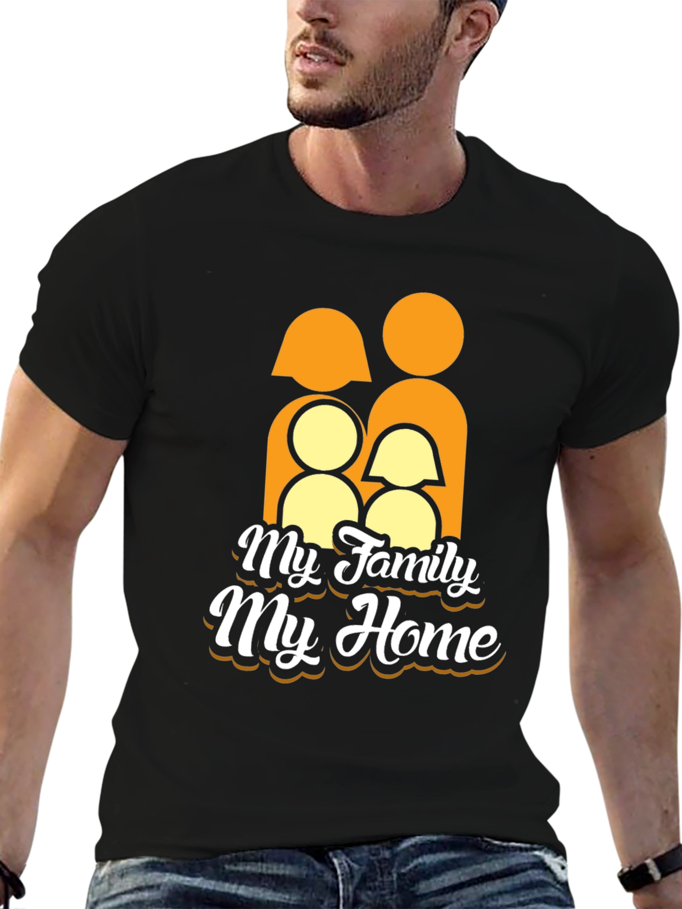 Family Home Graphic Tee - Black Unisex T-Shirt