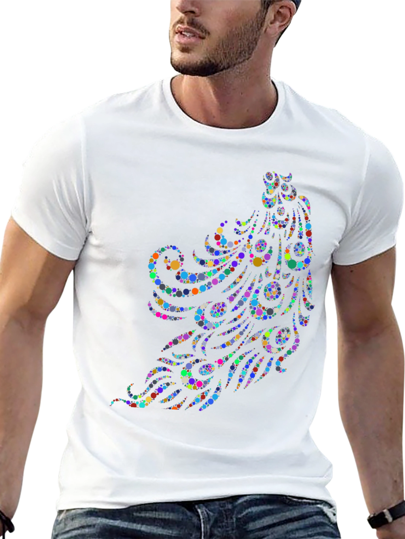 Peacock Feather Dot Pattern T-Shirt