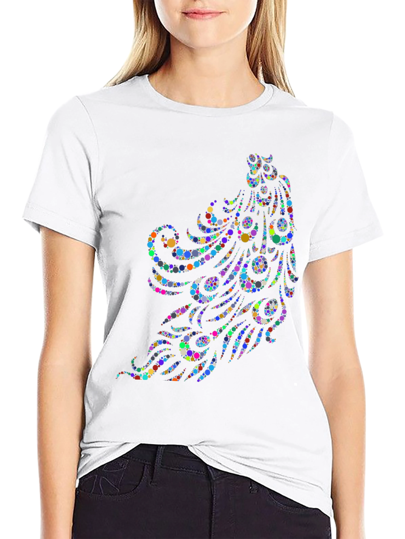 Peacock Feather Dot Pattern T-Shirt