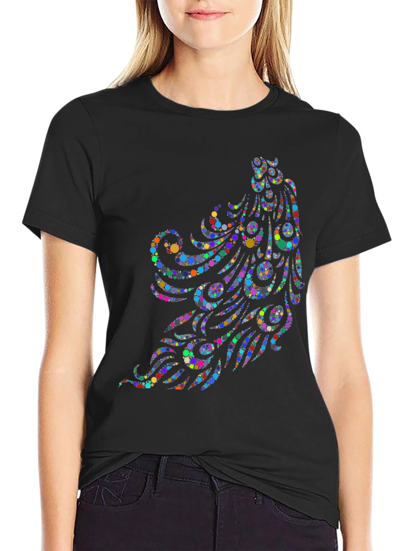 Peacock Feather Dot Pattern T-Shirt