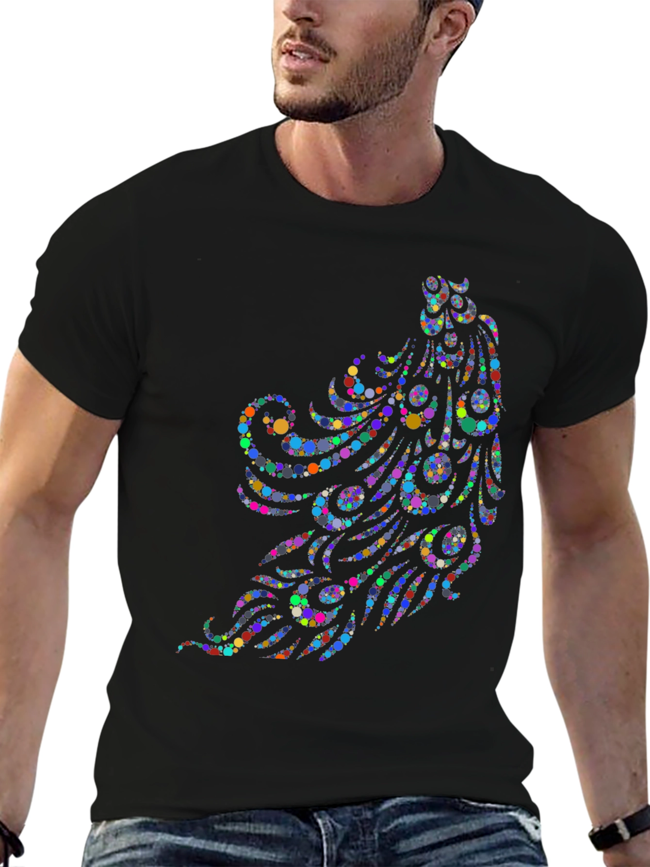 Peacock Feather Dot Pattern T-Shirt