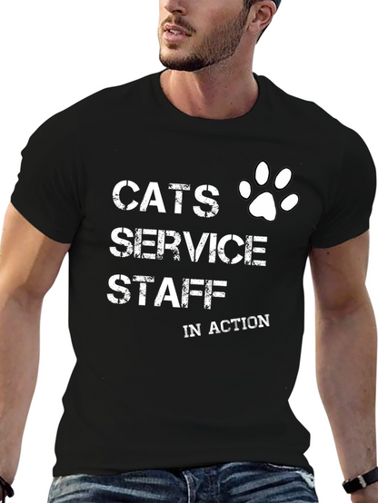 Cats Service Staff T-Shirt - Novelty Cat Lover Tee
