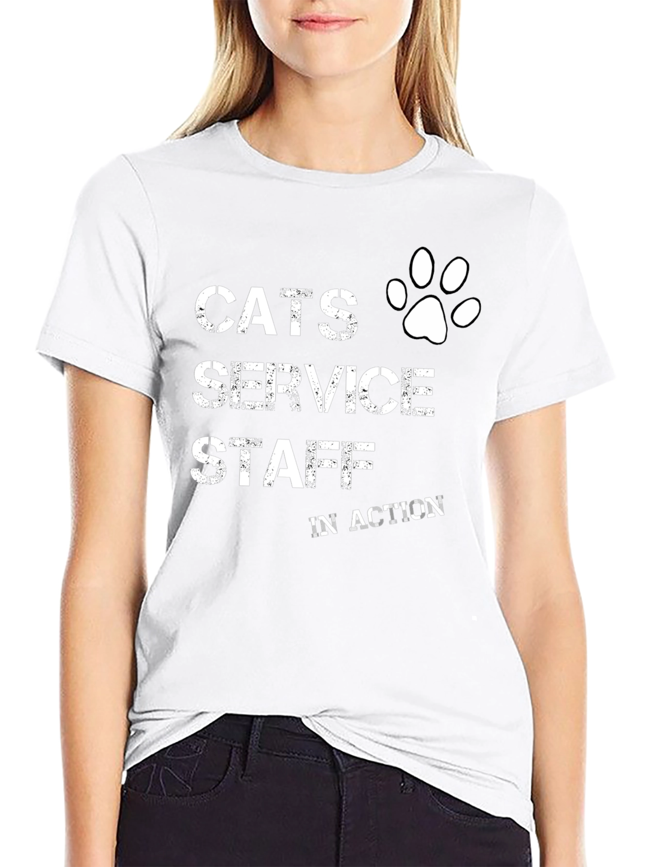 Cats Service Staff T-Shirt - Novelty Cat Lover Tee