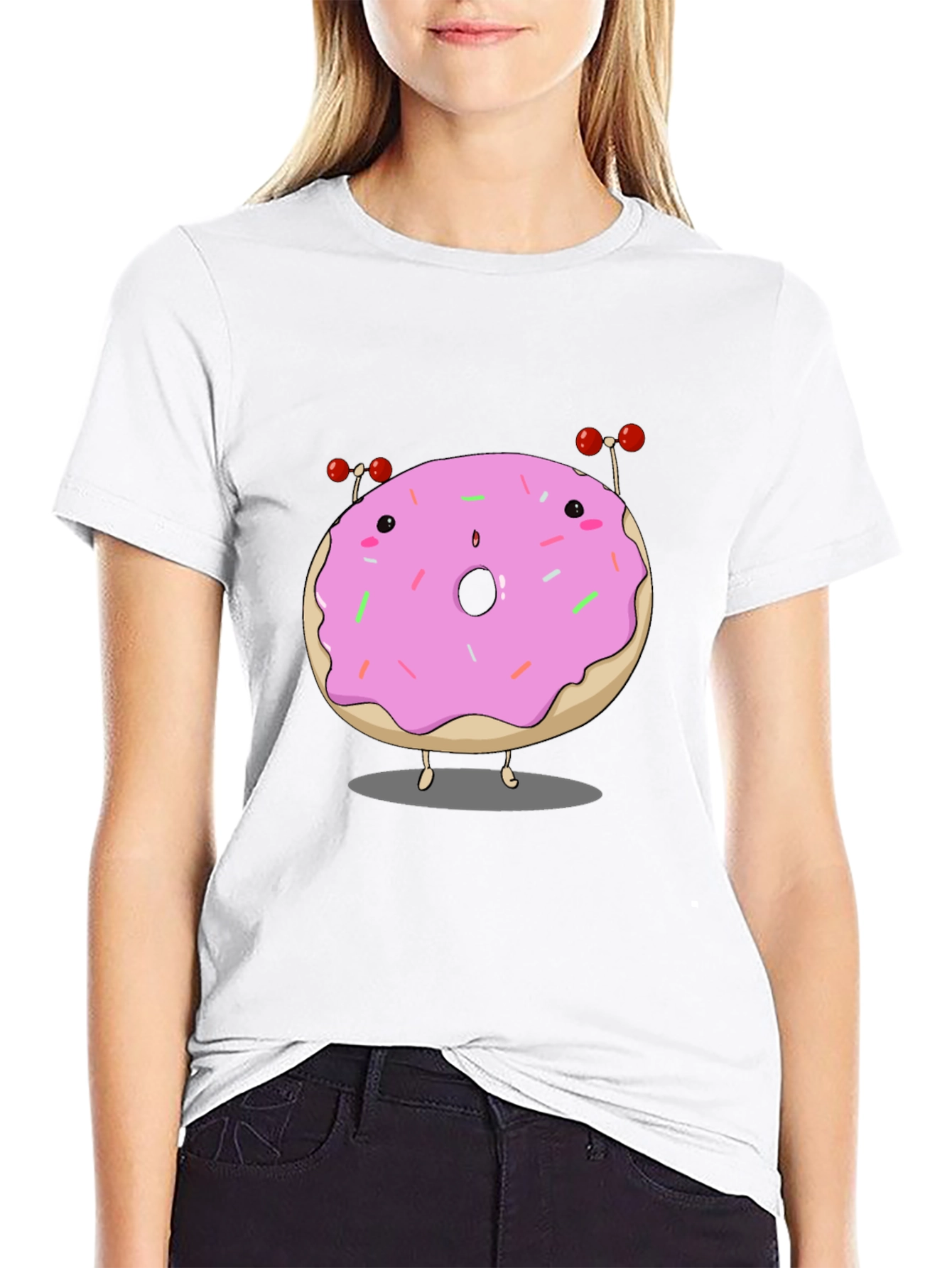 Cartoon Donut Graphic T-Shirt