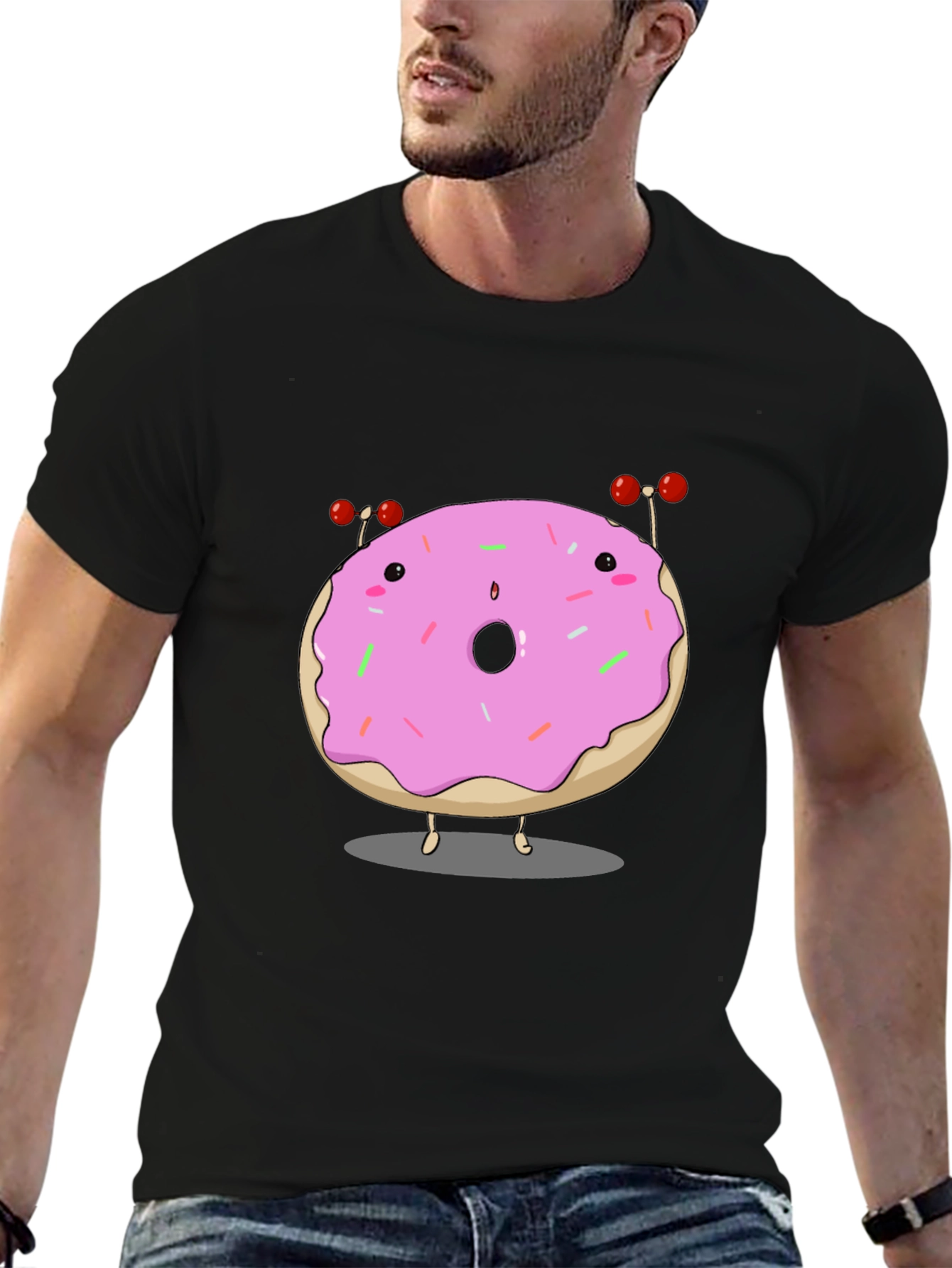 Cartoon Donut Graphic T-Shirt