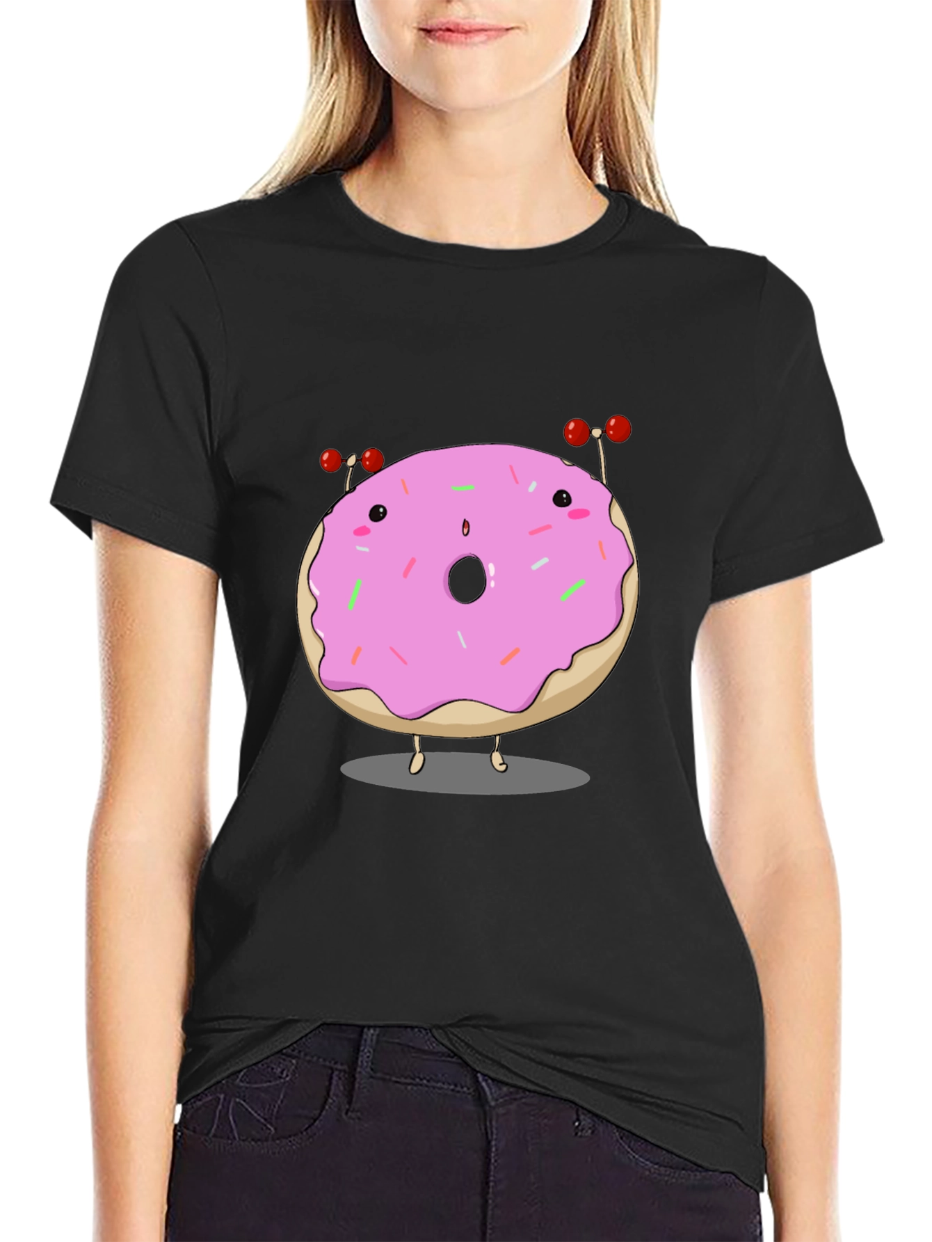Cartoon Donut Graphic T-Shirt