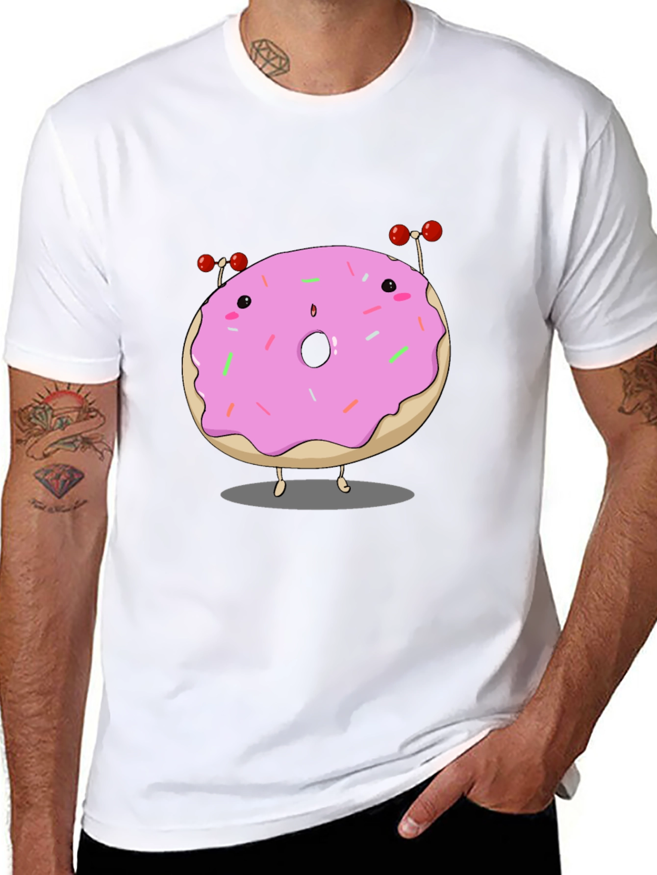 Cartoon Donut Graphic T-Shirt