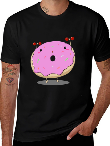 Cartoon Donut Graphic T-Shirt