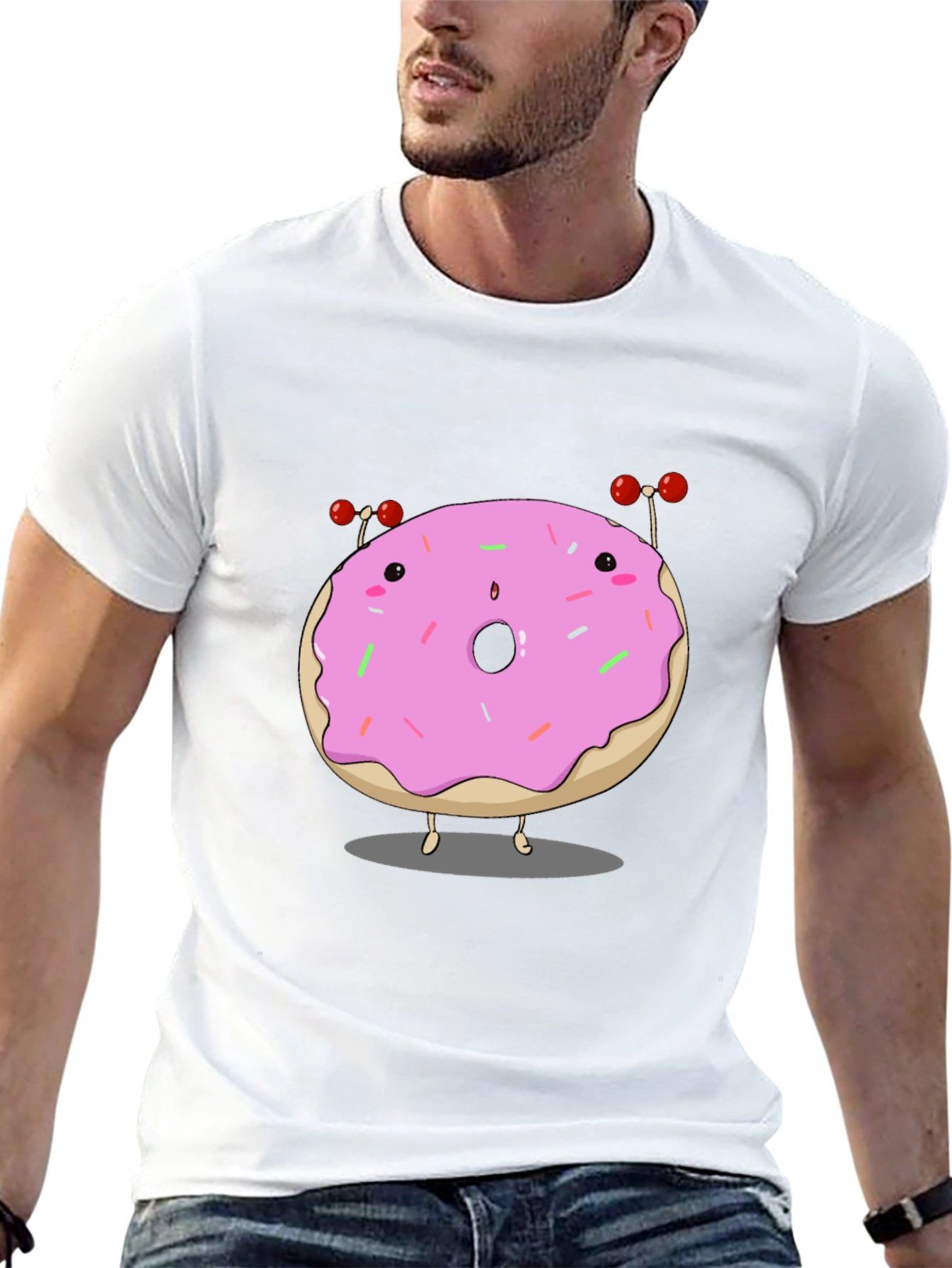 Cartoon Donut Graphic T-Shirt