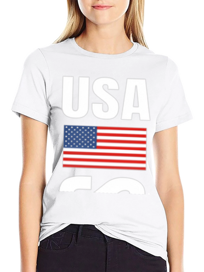 USA Flag Graphic Print Black T-Shirt