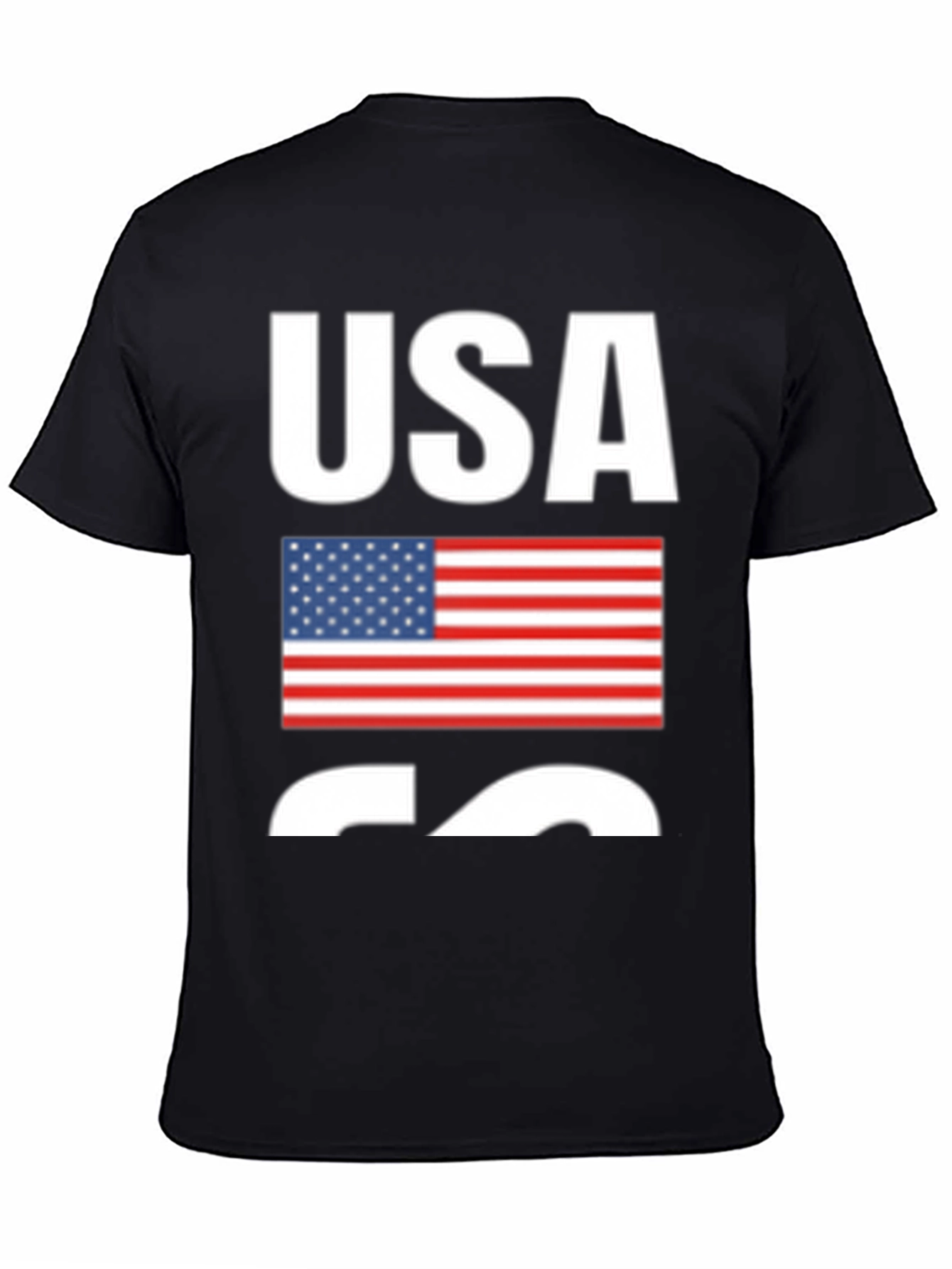 USA Flag Graphic Print Black T-Shirt