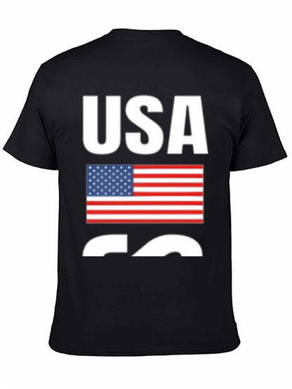 USA Flag Graphic Print Black T-Shirt