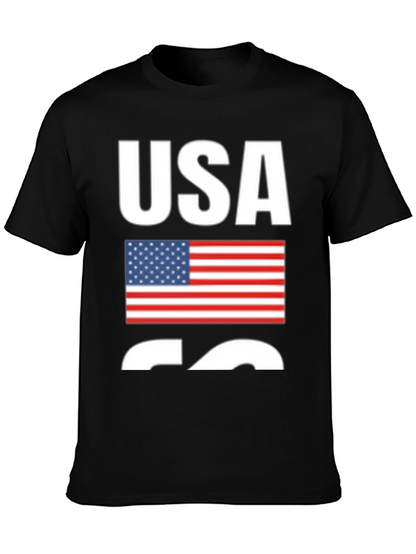 USA Flag Graphic Print Black T-Shirt