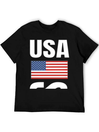 USA Flag Graphic Print Black T-Shirt