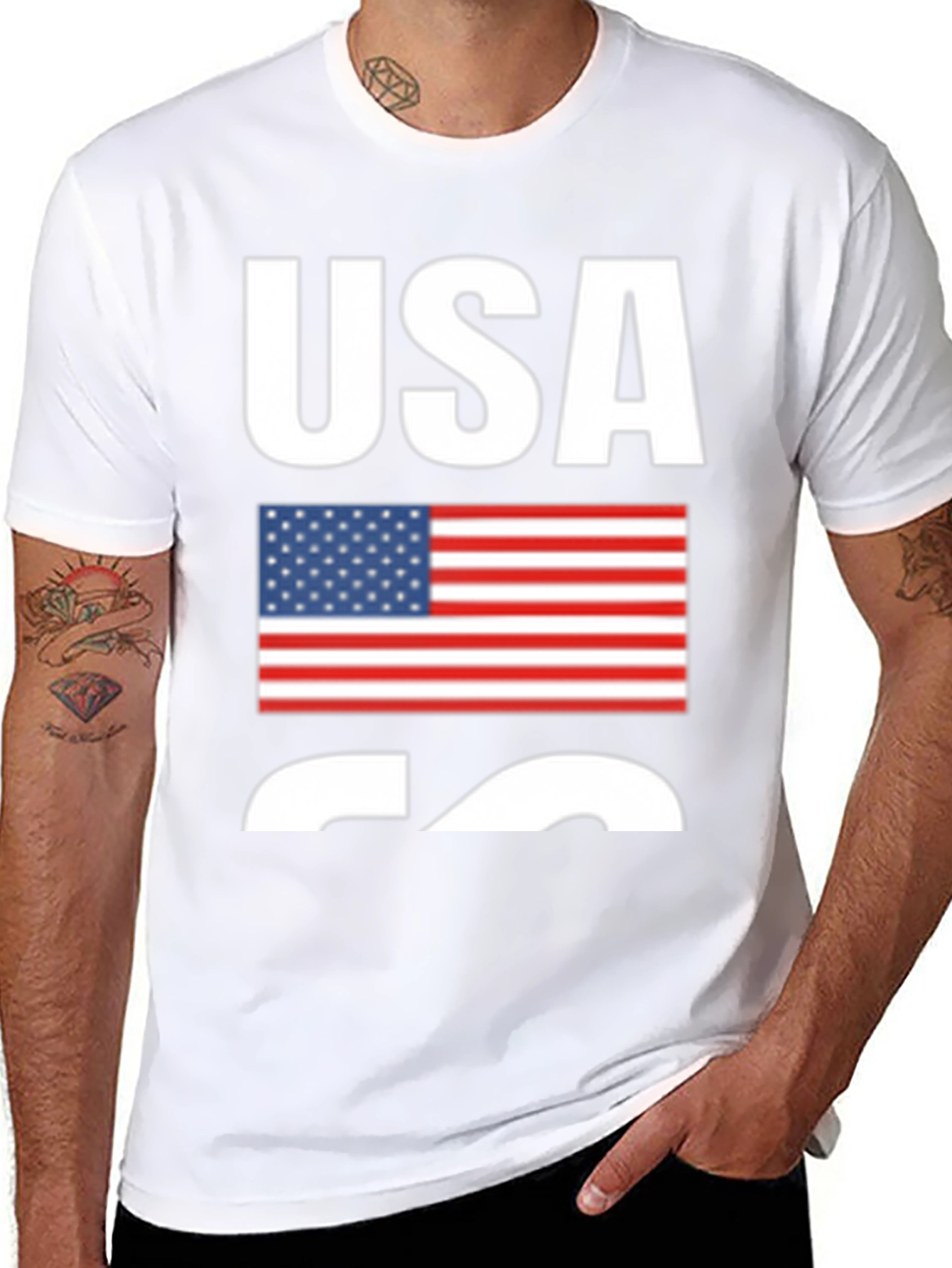 USA Flag Graphic Print Black T-Shirt