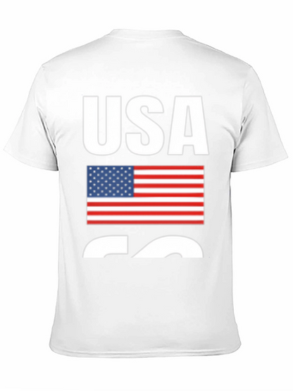 USA Flag Graphic Print Black T-Shirt