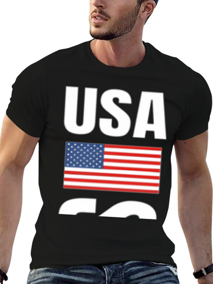 USA Flag Graphic Print Black T-Shirt