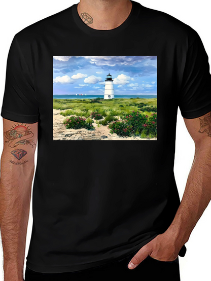 Lighthouse Landscape Graphic Tee - Coastal Style T-Shirt