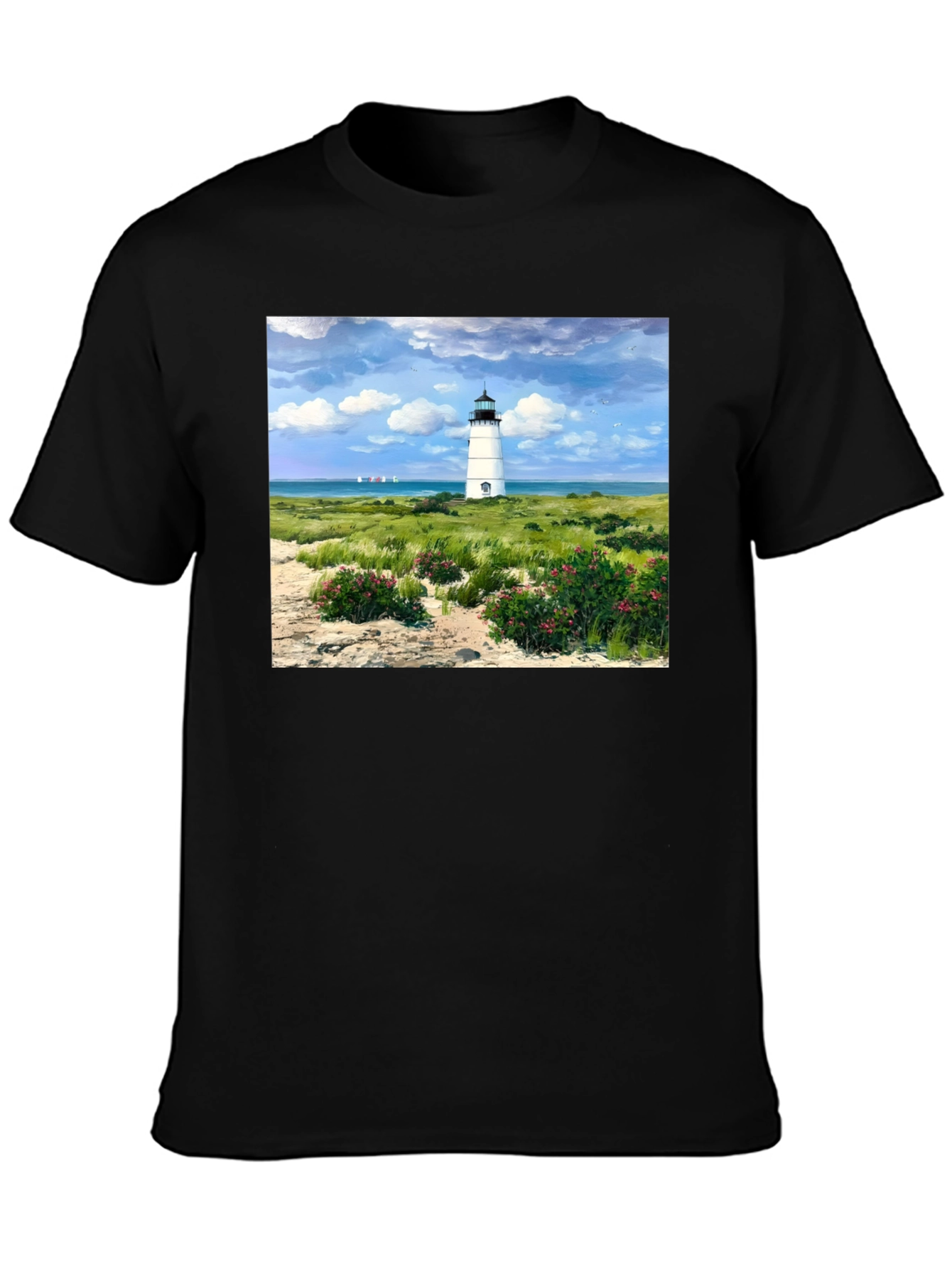 Lighthouse Landscape Graphic Tee - Coastal Style T-Shirt