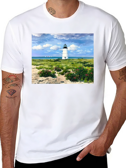 Lighthouse Landscape Graphic Tee - Coastal Style T-Shirt