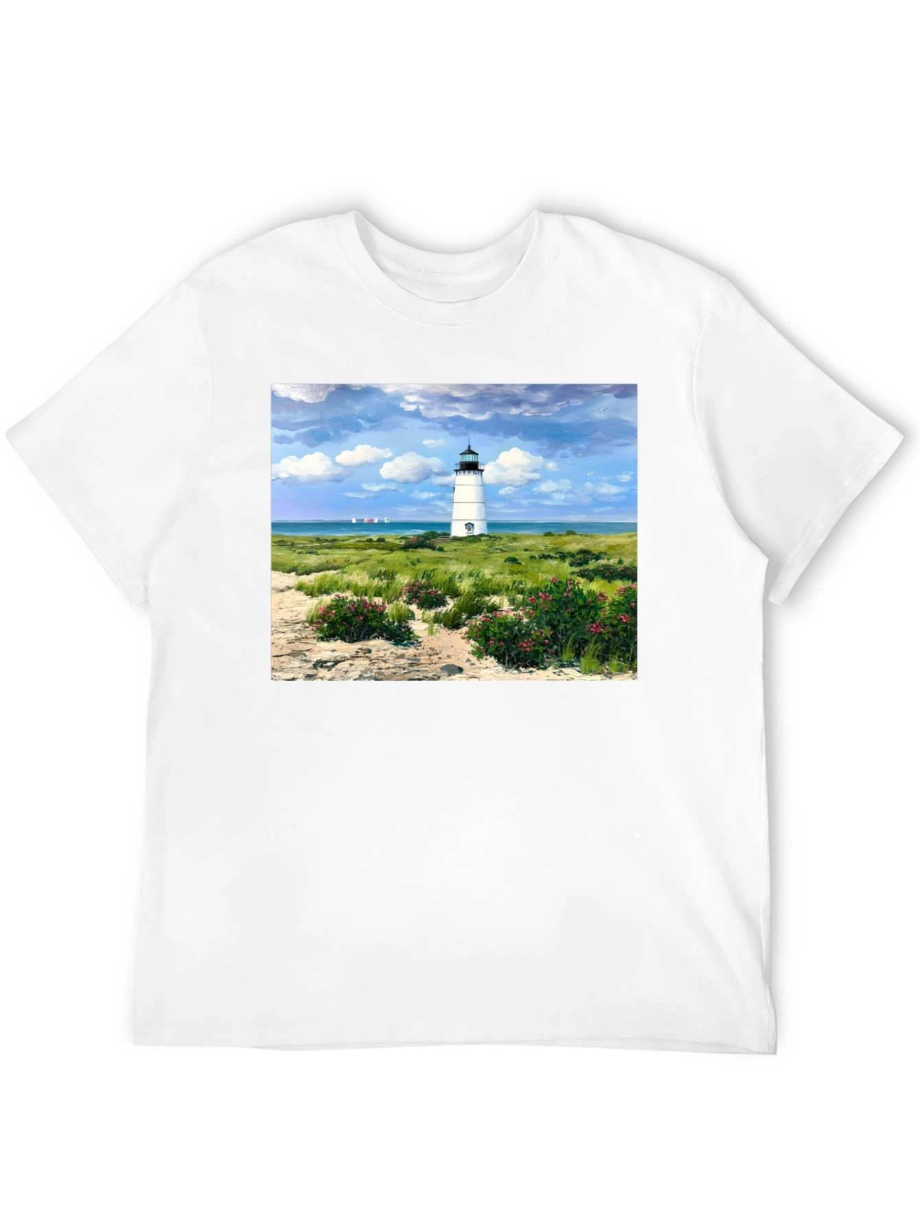 Lighthouse Landscape Graphic Tee - Coastal Style T-Shirt