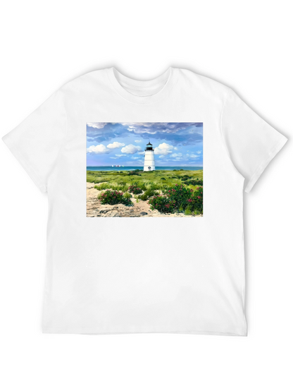 Lighthouse Landscape Graphic Tee - Coastal Style T-Shirt