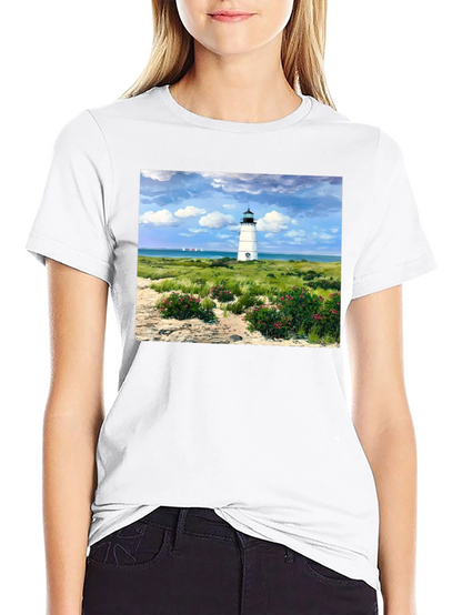 Lighthouse Landscape Graphic Tee - Coastal Style T-Shirt