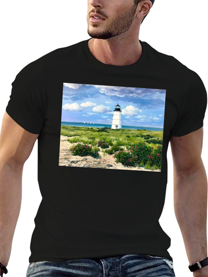 Lighthouse Landscape Graphic Tee - Coastal Style T-Shirt