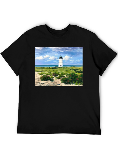 Lighthouse Landscape Graphic Tee - Coastal Style T-Shirt