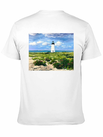 Lighthouse Landscape Graphic Tee - Coastal Style T-Shirt